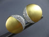 LARGE 1.5CT DIAMOND 18KT 2 TONE GOLD MATTE & SHINY CIRCULAR MOON EARRINGS #27693