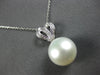 ESTATE .55CT DIAMOND & AAA PEARL 14K WHITE GOLD HEART SHAPE FUN FLOATING PENDANT