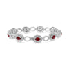 WIDE 7.2CT DIAMOND & AAA RUBY 18KT WHITE GOLD OVAL DOUBLE HALO TENNIS BRACELET