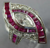 ESTATE LARGE 3.57CT DIAMOND & AAA RUBY 14K WHITE GOLD MARQUISE FILIGREE FUN RING