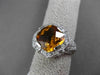 ANTIQUE WIDE 3.96CT DIAMOND & AAA EXTRA FACET CITRINE 14K WHITE GOLD 3D FUN RING