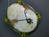 ANTIQUE LARGE .05CT DIAMOND & ENAMEL 14KT WHITE GOLD LADY CAMEO BROOCH PENDANT