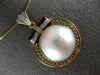 ESTATE LARGE .20CT DIAMOND & AAA PEARL 18KT 2 TONE GOLD CIRCULAR PENDANT #27172