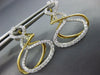 LARGE .63CT DIAMOND 18K 2 TONE GOLD MULTI ROW INFINITY OVAL FUN HANGING EARRINGS