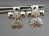 ESTATE .65CT DIAMOND 14K WHITE GOLD 3D CLASSIC PAVE HEART FLOWER EARRINGS #16559