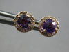 .68CT DIAMOND & AAA AMETHYST 14KT ROSE GOLD 3D ROUND HALO FLOWER STUD EARRINGS