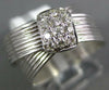 ESTATE .19CT DIAMOND 18KT WHITE GOLD MULTI ROW CRISS CROSS SQUARE PAVE FUN RING