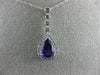 ESTATE 1.08CT DIAMOND & AAA AMETHYST 14KT WHITE GOLD 3D PEAR SHAPE HALO PENDANT