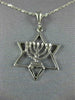 ESTATE 14KT WHITE GOLD 3D CLASSIC STAR OF DAVID MENORAH FLOATING PENDANT #777