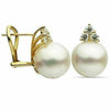 ESTATE LARGE .60CT DIAMOND & AAA SOUTH SEA PEARL 18K YELLOW GOLD FLOWER EARRINGS