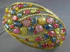 LARGE 32.10CT DIAMOND & AAA MULTI COLOR SAPPHIRE 18K YELLOW GOLD BANGLE BRACELET
