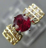 1.15CT DIAMOND & AAA RUBY 14K YELLOW GOLD 6 PRONG PYRAMID ENGAGEMENT RING #27643