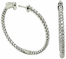 LARGE 2.25CT DIAMOND 14KT WHITE GOLD 3D INSIDE OUT LUCIDA HOOP HANGING EARRINGS