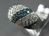 ESTATE WIDE 3.49CT WHITE & BLUE DIAMOND 18KT WHITE GOLD MULTI ROW DOME FUN RING