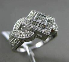 ESTATE MASSIVE .70CT DIAMOND ROUND PRINCESS 14K WHITE GOLD HEART FRIENDSHIP RING