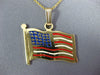 ESTATE LARGE 14KT YELLOW GOLD 3D HANDCRAFTED ENAMEL AMERICAN FLAG PENDANT #25299