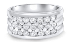 WIDE 1.07CT DIAMOND 14KT WHITE GOLD 3 ROW SHARED PRONG CHANNEL ANNIVERSARY RING