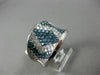 ESTATE LARGE 2.86CT WHITE & BLUE DIAMOND 14K WHITE GOLD 3D PAVE CONCAVE FUN RING