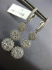 ESTATE 2.08CT DIAMOND 18K WHITE GOLD 3D FLOWER JOURNEY CLUSTER HANGING EARRINGS