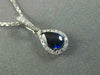 ESTATE .67CT DIAMOND & AAA SAPPHIRE 14KT WHITE GOLD TEAR DROP PEAR SHAPE PENDANT