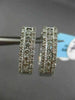 ESTATE .78CT DIAMOND 14KT WHITE GOLD ETOILE ELONGATED HOOP HUGGIE EARRINGS 4.5mm