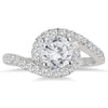 1.5CT DIAMOND 14KT WHITE GOLD 3D DOUBLE SWIRL ROUND ENGAGEMENT WEDDING RING SET
