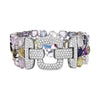 EXTRA LARGE 61.64CT DIAMOND & AAA MULTI COLOR SAPPHIRE 18KT WHITE GOLD BRACELET