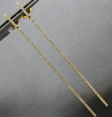 ESTATE LARGE & LONG .45CT DIAMOND 18KT YELLOW GOLD CLASSIC BAR HANGING EARRINGS