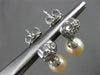 ESTATE .60CT DIAMOND & PEARL 14KT WHITE GOLD 3D FLOWER HANGING EARRINGS #22109
