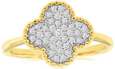 .30CT DIAMOND 14KT YELLOW GOLD 3D CLASSIC ROUND CLUSTER FLOWER FILIGREE FUN RING