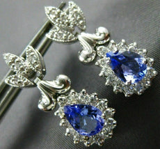 ESTATE 1.90CT DIAMOND & TANZANITE 14K WHITE GOLD FILIGREE HANGING EARRINGS 10192