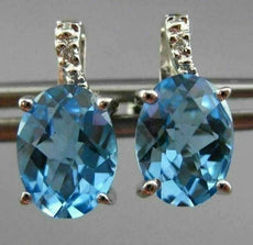 ESTATE 2.72CT DIAMOND & AAA EXTRA FACET BLUE TOPAZ 14KT WHITE GOLD STUD EARRINGS