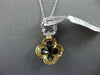 .23CT DIAMOND & AAA ONYX 14KT 2 TONE GOLD 4 LEAF CLOVER FLOWER FLOATING PENDANT