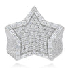 ESTATE EXTRA LARGE 5.11CT DIAMOND 14KT WHITE GOLD ROUND & BAGUETTE STAR FUN RING
