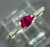 ESTATE .34CT DIAMOND & AAA RUBY 14KT WHITE GOLD 3D ROUND & PEAR SHAPE FUN RING