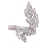 LARGE 2.65CT DIAMOND 18K WHITE GOLD MULTI SHAPE MULTI LEAF CRISS CROSS LOVE RING