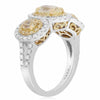 LARGE 2.78CT WHITE & FANCY YELLOW DIAMOND 18KT 2 TONE GOLD OVAL ENGAGEMENT RING