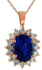 LARGE 3.55CT DIAMOND & AAA TANZANITE 14KT ROSE GOLD OVAL & ROUND FLOWER PENDANT