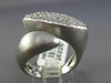 ESTATE LARGE .90CT DIAMOND 14KT WHITE GOLD MARQUISE PAVE CRISS CROSS MATTE RING