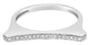 ESTATE .09CT DIAMOND 14KT WHITE GOLD 3D CLASSC ROUND CONCAVE BAR RING