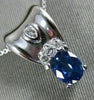 ESTATE .78CT DIAMOND & AAA OVAL SAPPHIRE 14K WHITE GOLD FLOATING PENDANT #11446