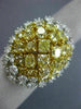 ESTATE EXTRA LARGE 7.41CT WHITE & INTENSE YELLOW DIAMOND 18K 2 TONE GOLD 3D RING