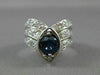 ANTIQUE WIDE 2.3CT OLD MINE DIAMOND & SAPPHIRE 14K WHITE GOLD V SHAPE RING 22572