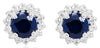 .75CT DIAMOND & AAA SAPPHIRE 14KT WHITE GOLD 3D ROUND HALO FLOWER STUD EARRINGS