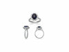 GIA CERTIFIED 4.72CT DIAMOND & AAA SAPPHIRE 18KT WHITE GOLD HALO ENGAGEMENT RING