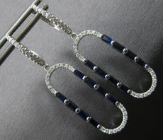 1.33CT DIAMOND & AAA SAPPHIRE 14KT WHITE GOLD BAGUETTE & ROUND HANGING EARRINGS