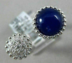 ESTATE .36CT DIAMOND & AAA CABOCHON LAPIS 14KT WHITE GOLD 3D CLUSTER ROUND RING