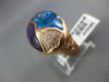 EXTRA LARGE 14.66CT DIAMOND & AAA AMETHYST & BLUE TOPAZ 14KT ROSE GOLD OVAL RING