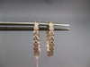ESTATE .82CT DIAMOND 14KT ROSE GOLD 3D CLASSIC 2mm OVAL HUGGIE HANGING EARRINGS
