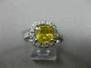 ESTATE 2.50CT ROUND DIAMOND & AAA YELLOW TOPAZ 14KT WHITE GOLD SQUARE HALO RING